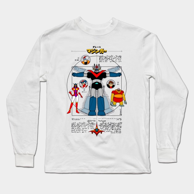 193b Great Mazinger DaVinci COLOR Long Sleeve T-Shirt by Yexart